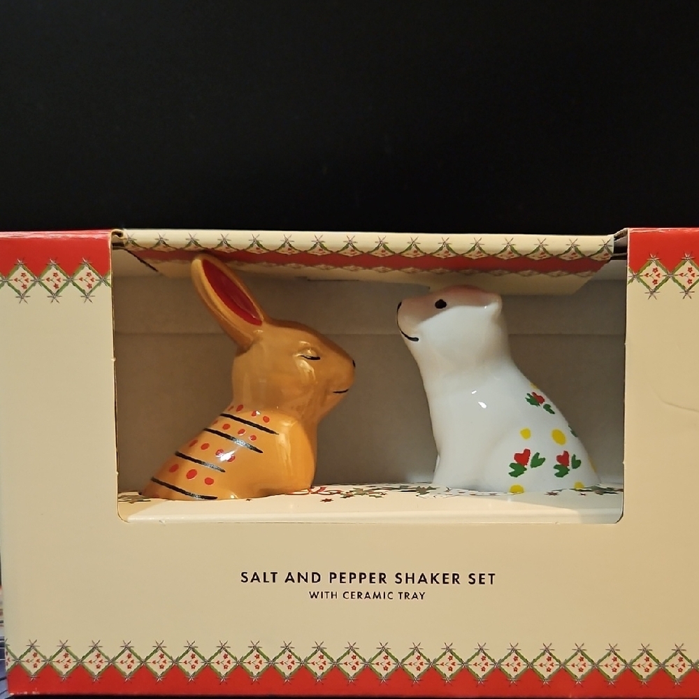 Cath Kidston Yellow & White Bunny Salt and Pepper Shaker Set